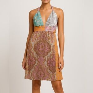 Alice + Trixie Silk Multicolor Paisley Halter Dress